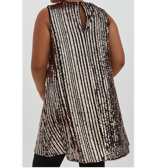 Torrid 2 (2X) Rose Gold Sequin Vegas Showgirl A Line Trapeze Cocktail Dress New - Picture 3 of 3